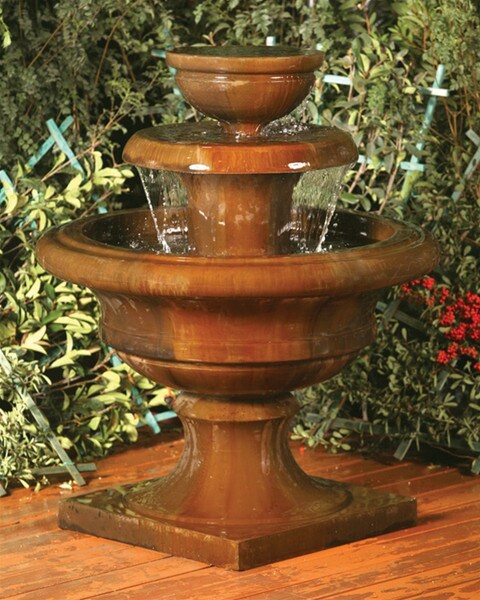 Three tiered Liveo traditional style fountain cascades water Artwork